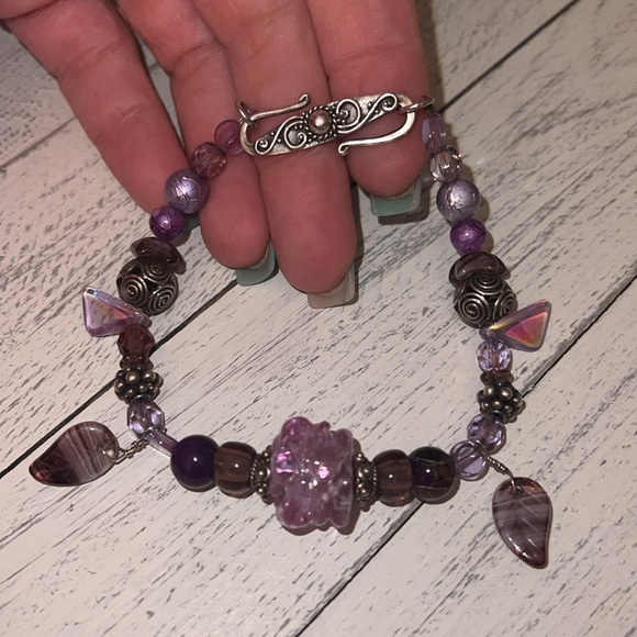 Vintage Sterling Purple Beaded Bracelet in Excellent condition - Picture 5 of 8